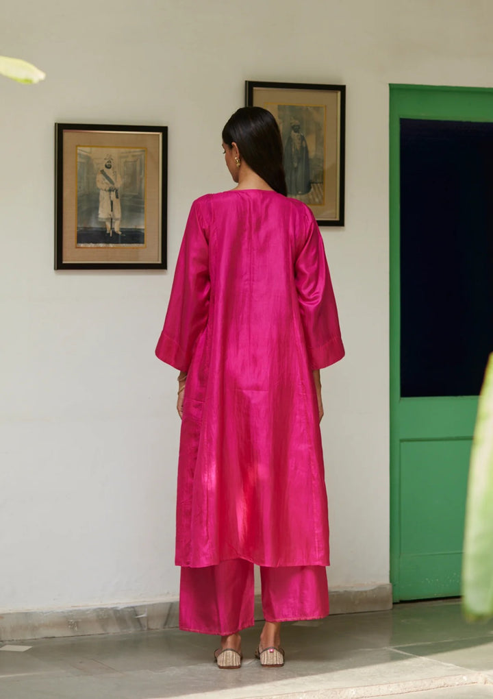 Pink Fuchsia Festive Silk Kurta Set | Andaaz by Jyoti Dhawan