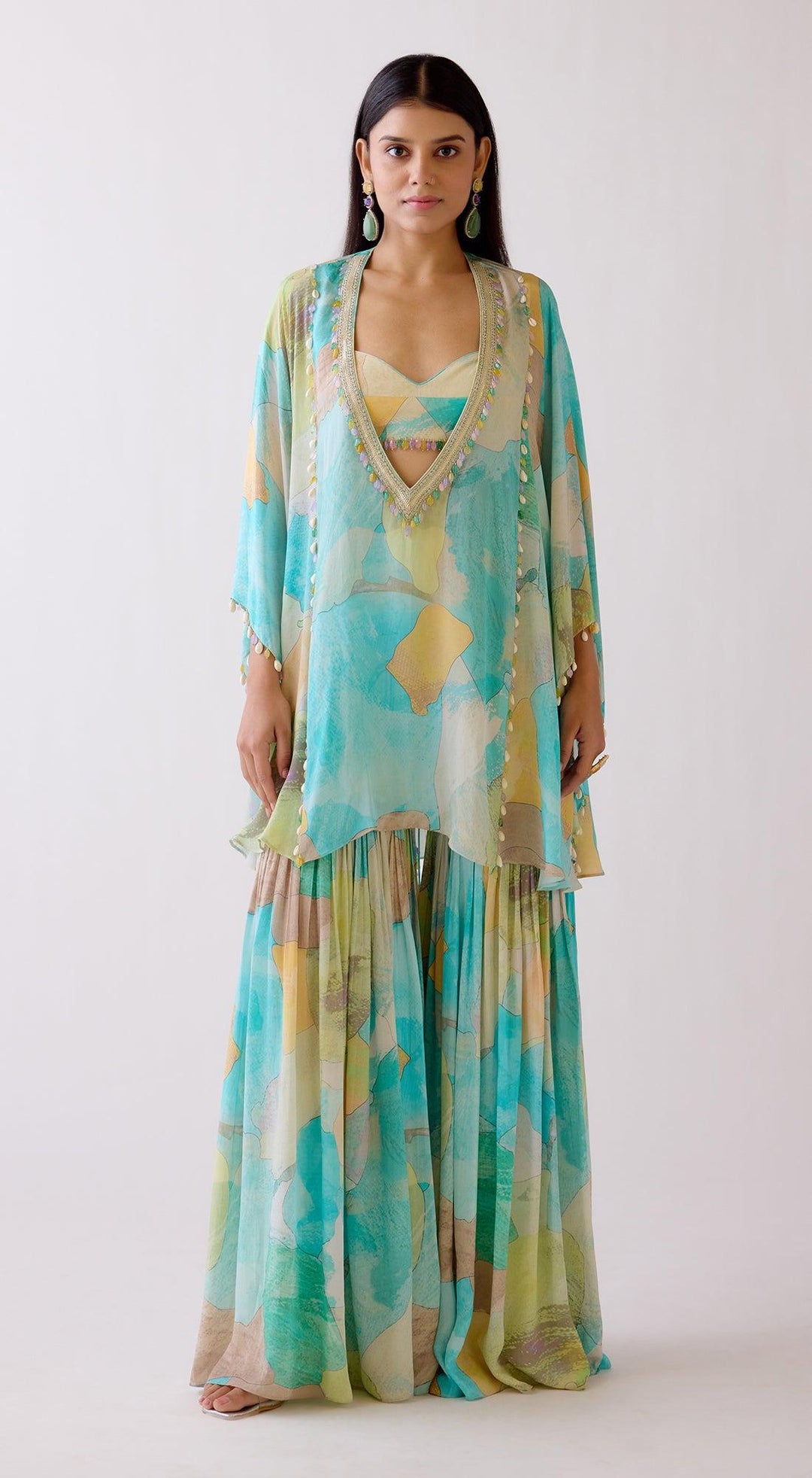 The Abstract Aqua Kaftan Set | Basanti Kapde Aur Koffee
