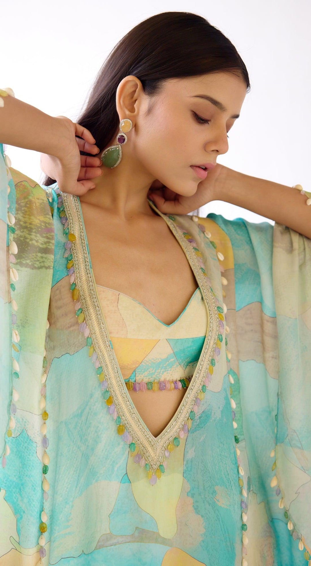 The Abstract Aqua Kaftan Set | Basanti Kapde Aur Koffee
