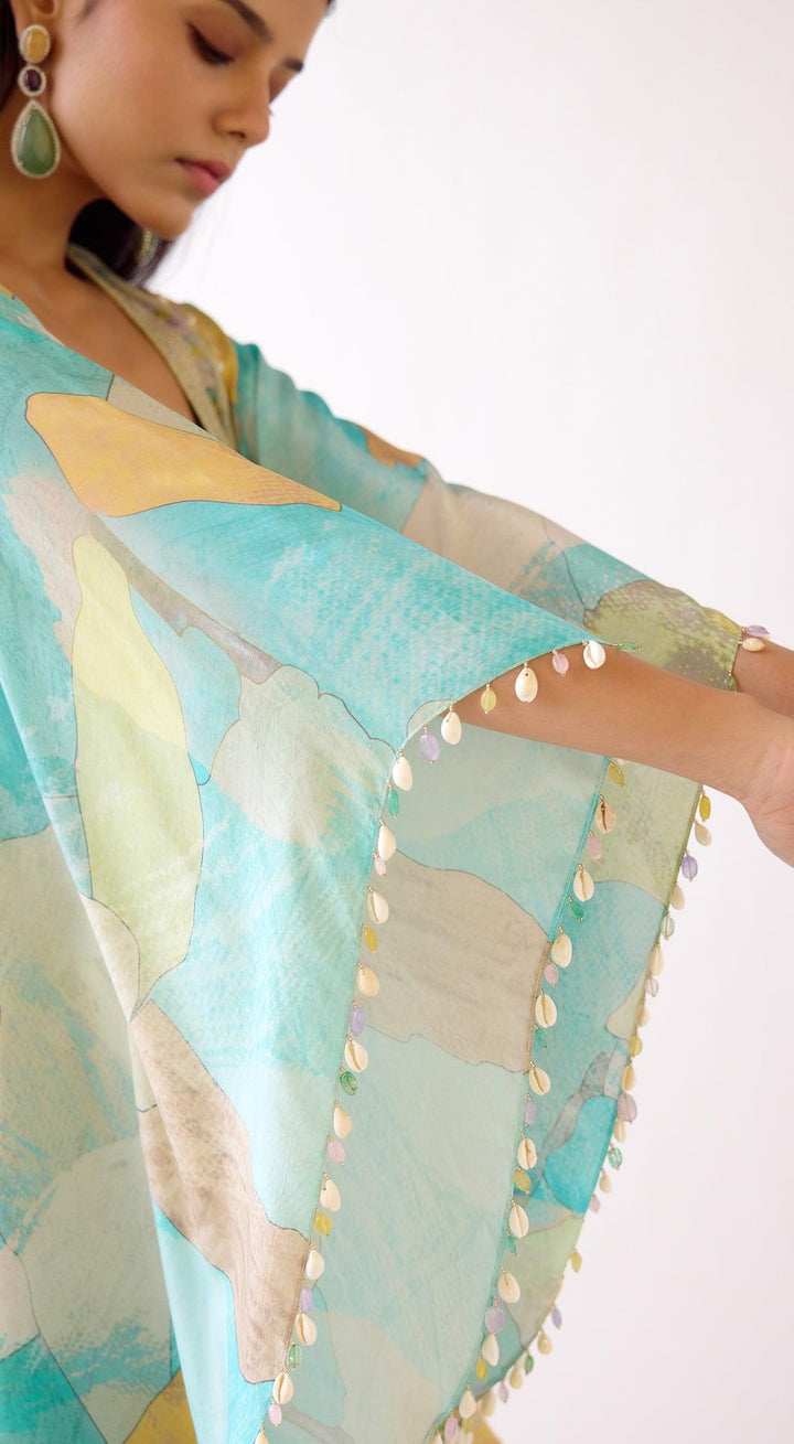 The Abstract Aqua Kaftan Set | Basanti Kapde Aur Koffee