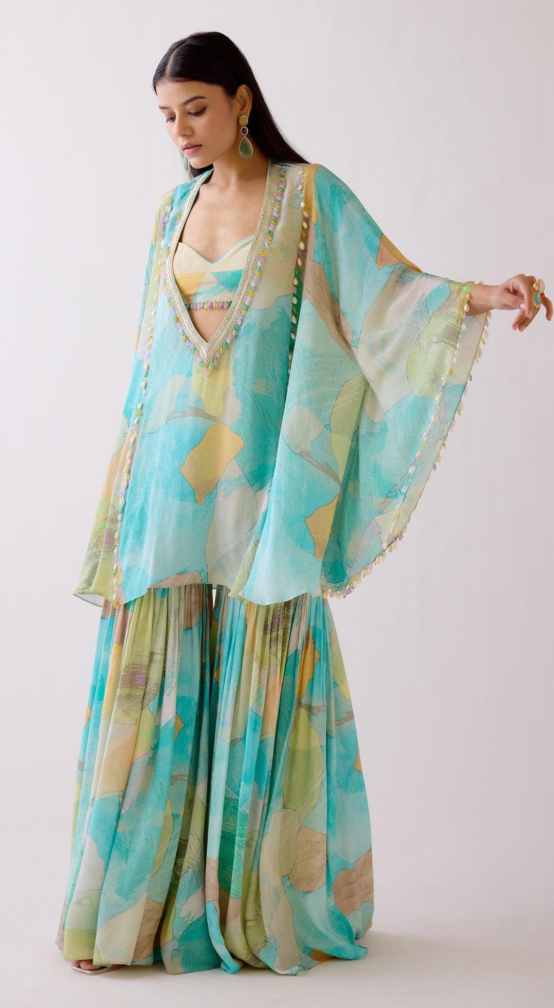 The Abstract Aqua Kaftan Set | Basanti Kapde Aur Koffee