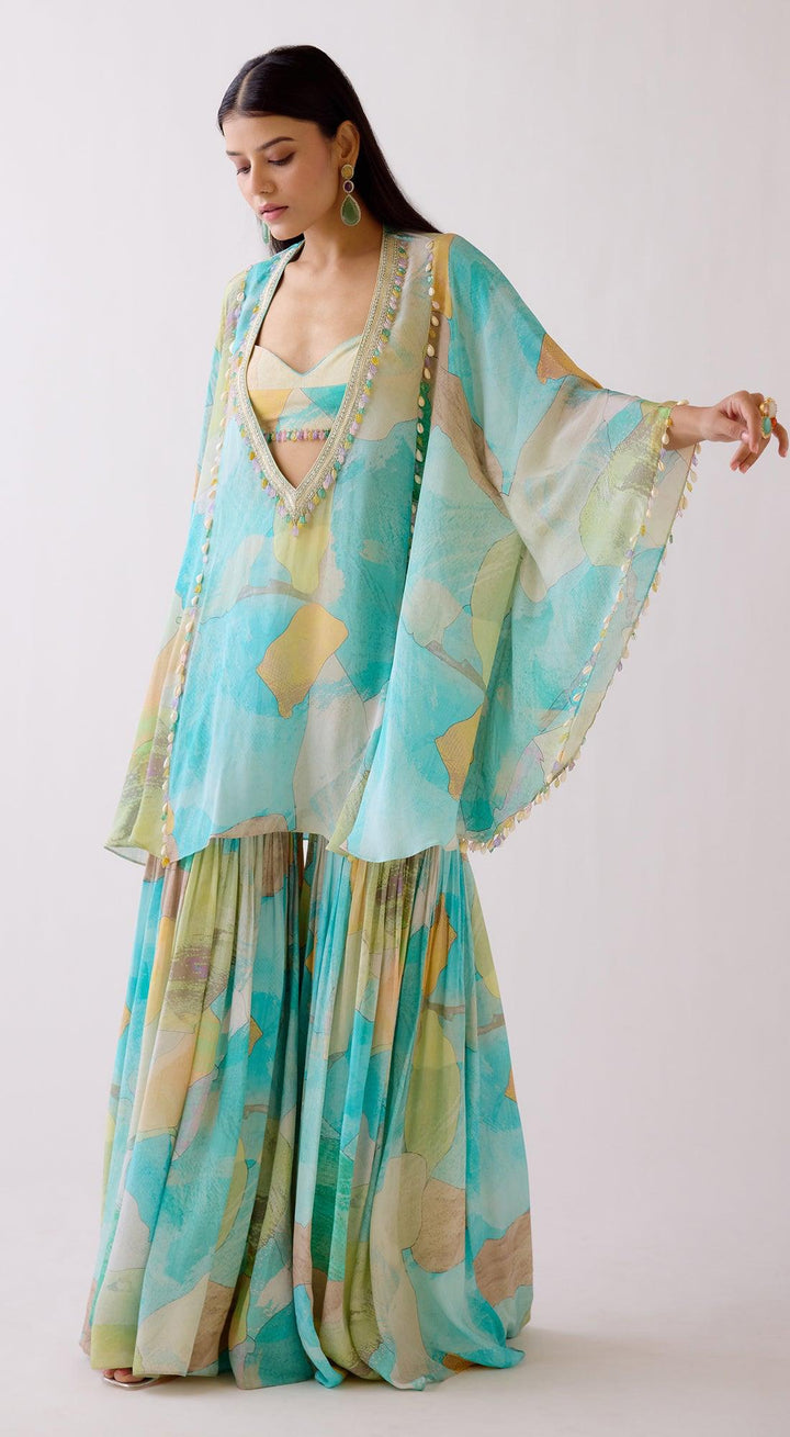 The Abstract Aqua Kaftan Set | Basanti Kapde Aur Koffee