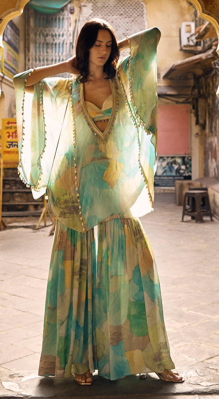 The Abstract Aqua Kaftan Set | Basanti Kapde Aur Koffee