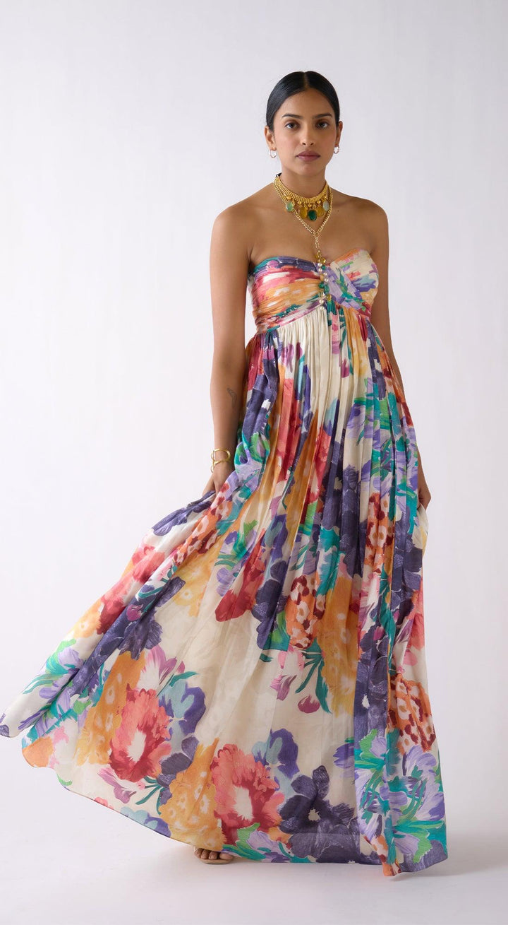 Multi Muslin Floral Resort Dress | Basanti Kapde Aur Koffee