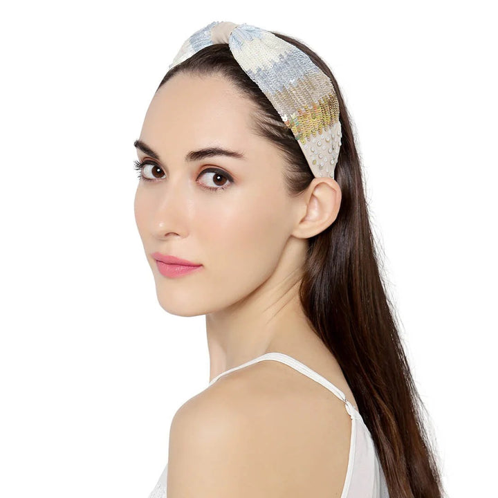 Serena Hand Embroidered Ivory Headband | Joey & Pooh