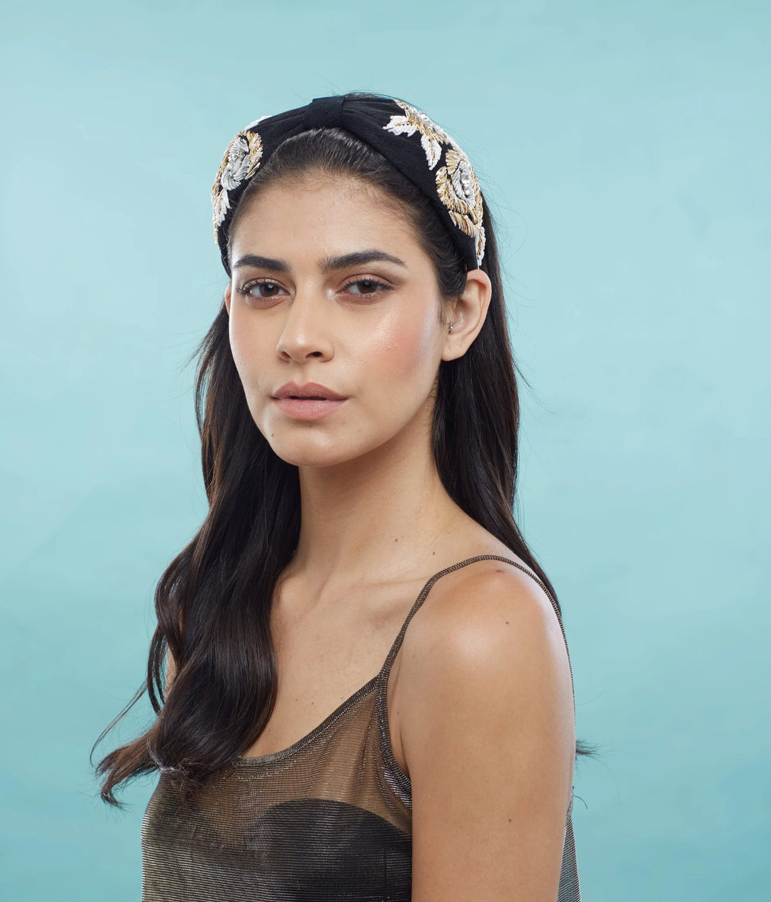 Jacqueline Black Hand Embellished Headband | Joey & Pooh