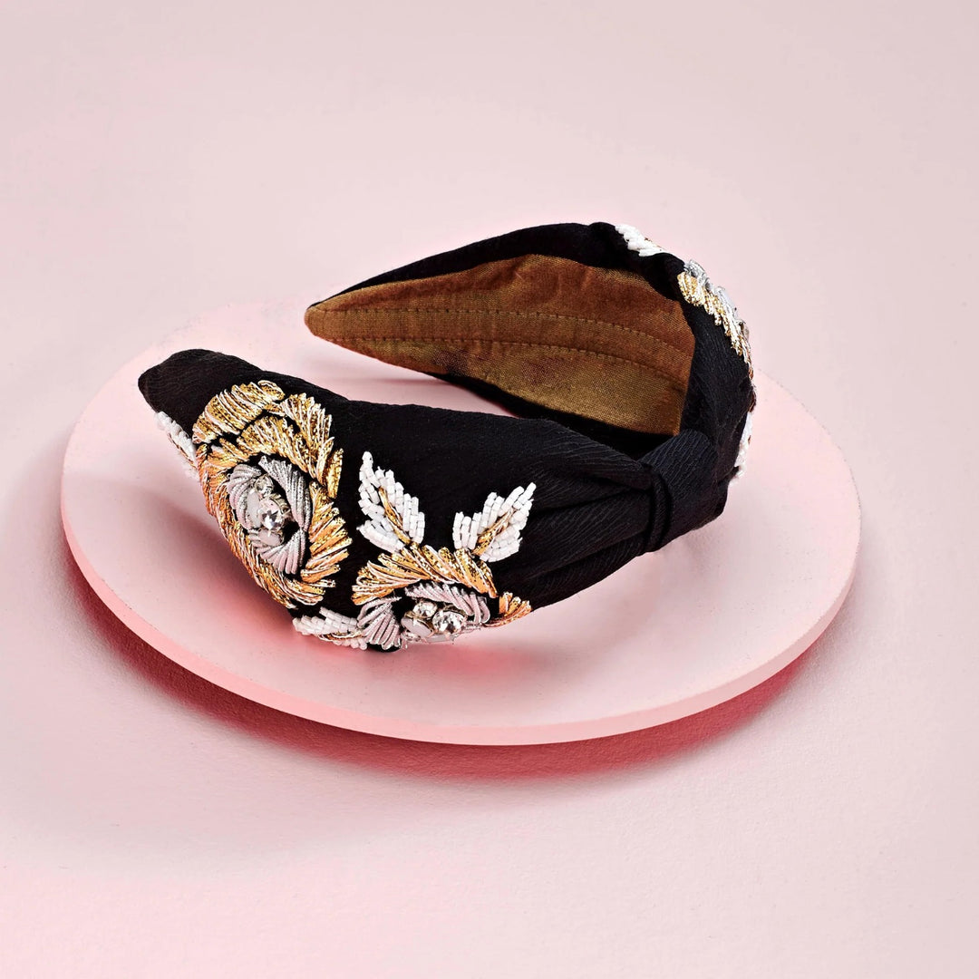 Jacqueline Black Hand Embellished Headband | Joey & Pooh