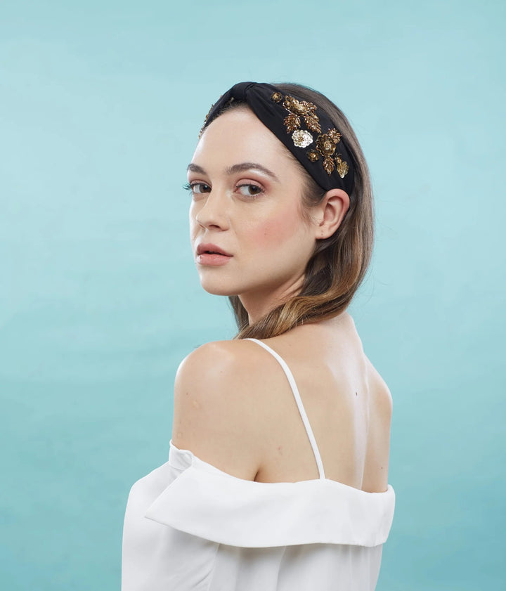 Kendall Black Hand Embellished Headband | Joey & Pooh