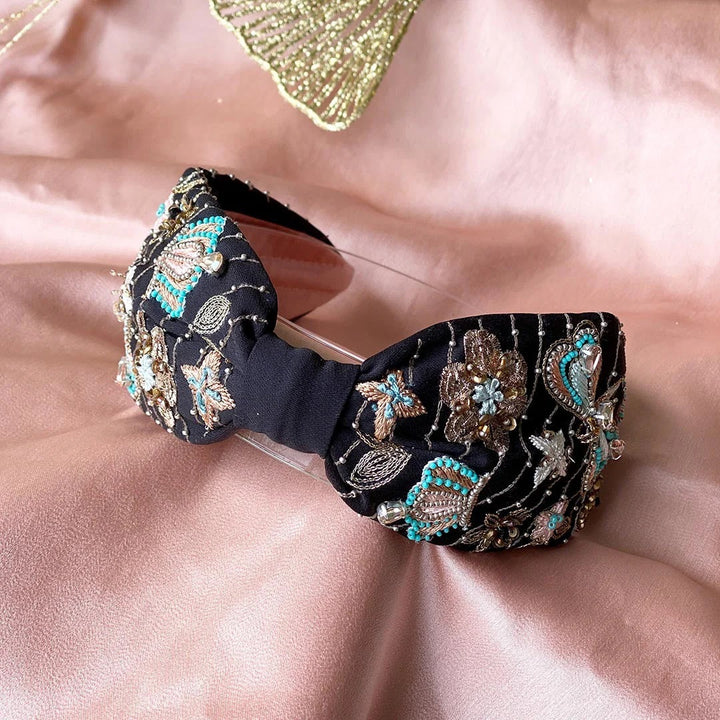 Charlotte Black Hand Embellished Headband | Joey & Pooh
