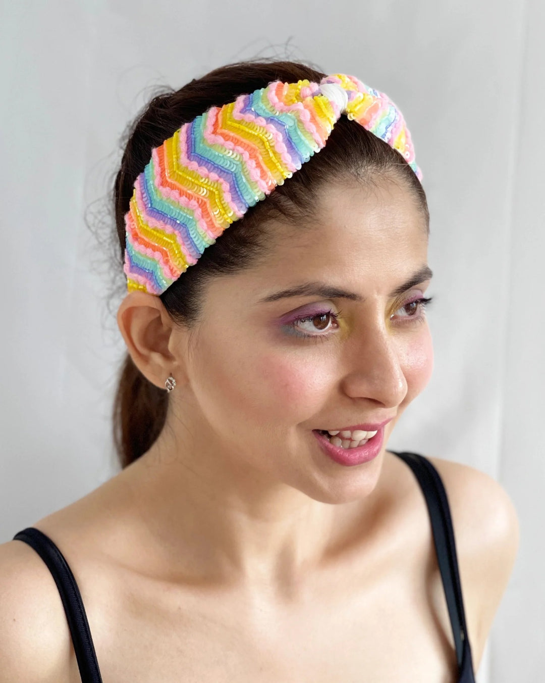Evissa Chevron Hand Embroidered Headband | Joey & Pooh