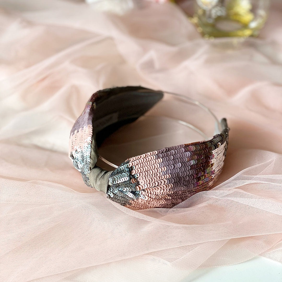Serena Mauve Hand Embroidered Headband | Joey & Pooh