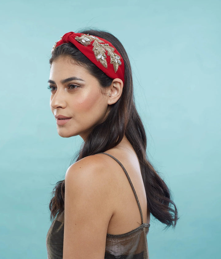 Gal Red Embroidered Headband | Joey & Pooh