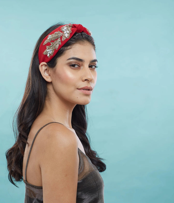Gal Red Embroidered Headband | Joey & Pooh