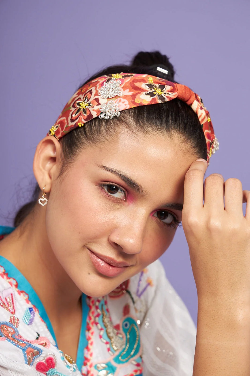 Terracotta Tribal Embroidered Printed Headband | Joey & Pooh