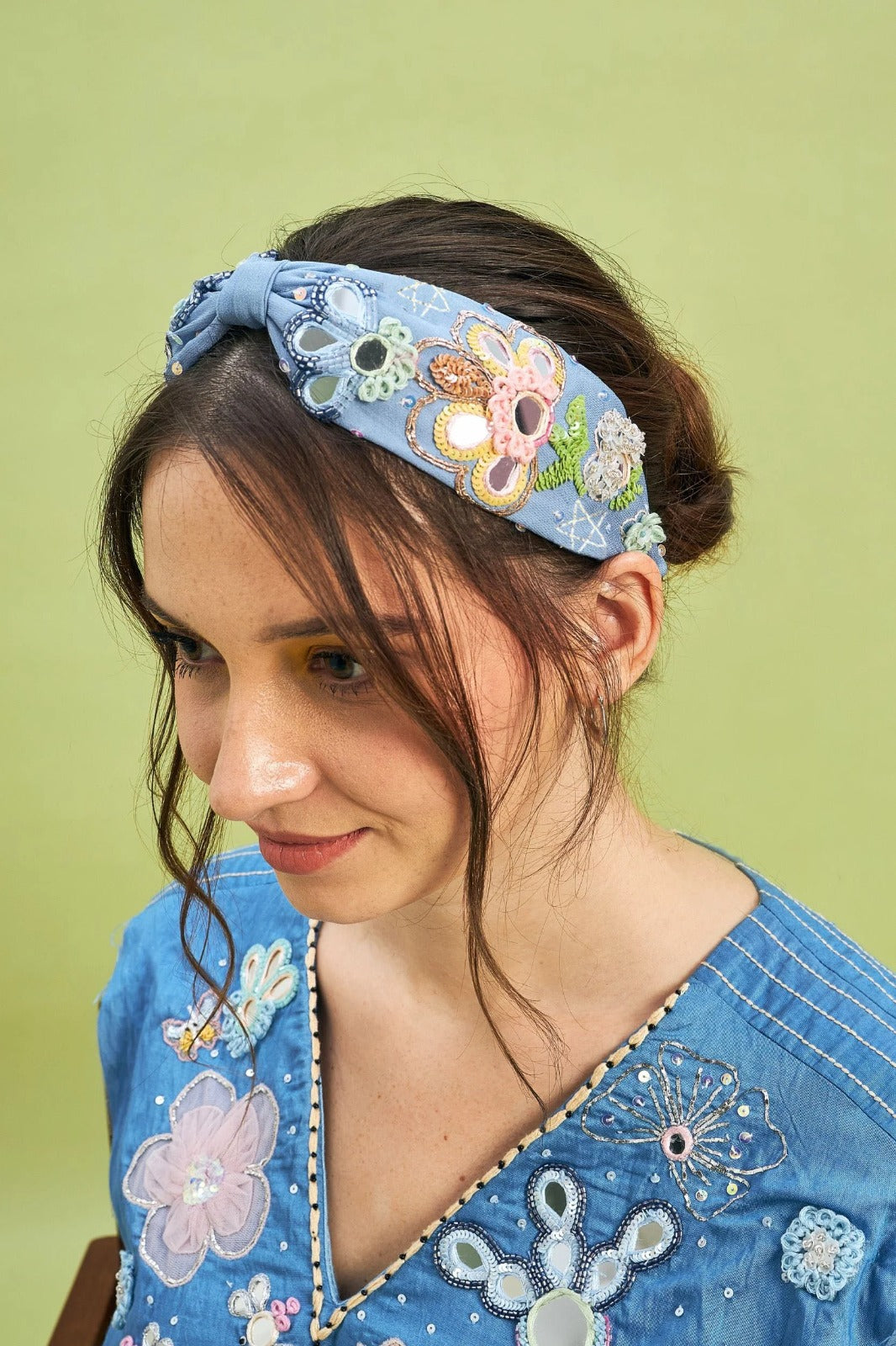 Thea Blue Mirror Embellished Headband | Joey & Pooh