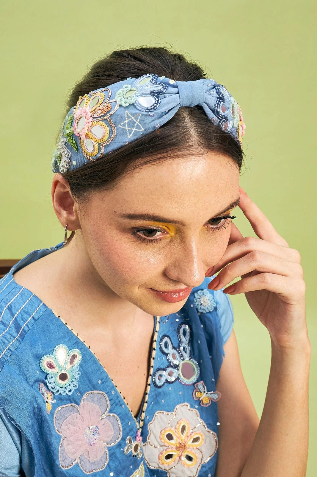 Thea Blue Mirror Embellished Headband | Joey & Pooh