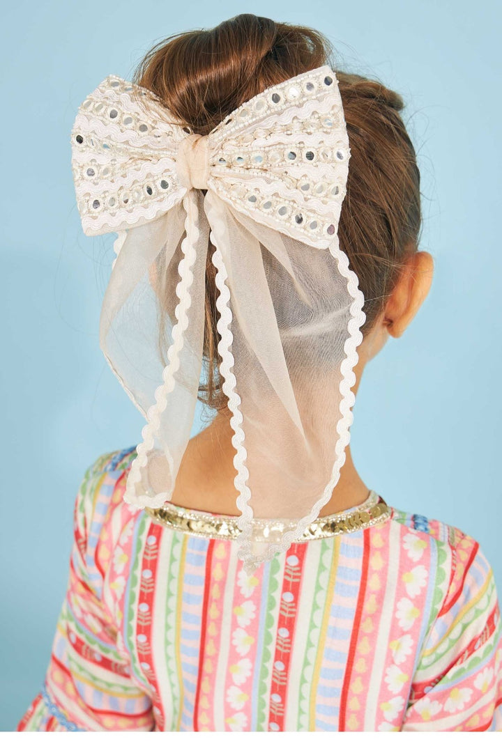 Thea White Embellished Bow Clip | Joey & Pooh