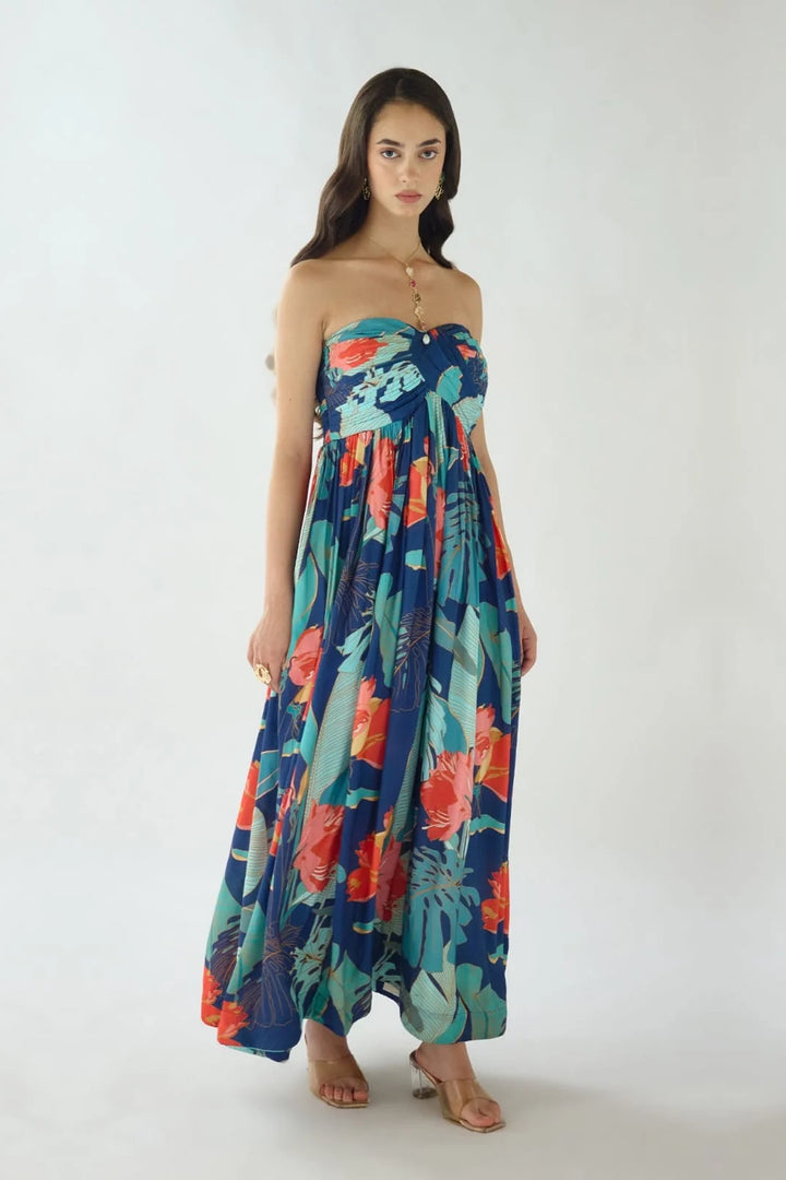Blue Lagoon Bloom Resort Dress | Basanti Kapde Aur Koffee