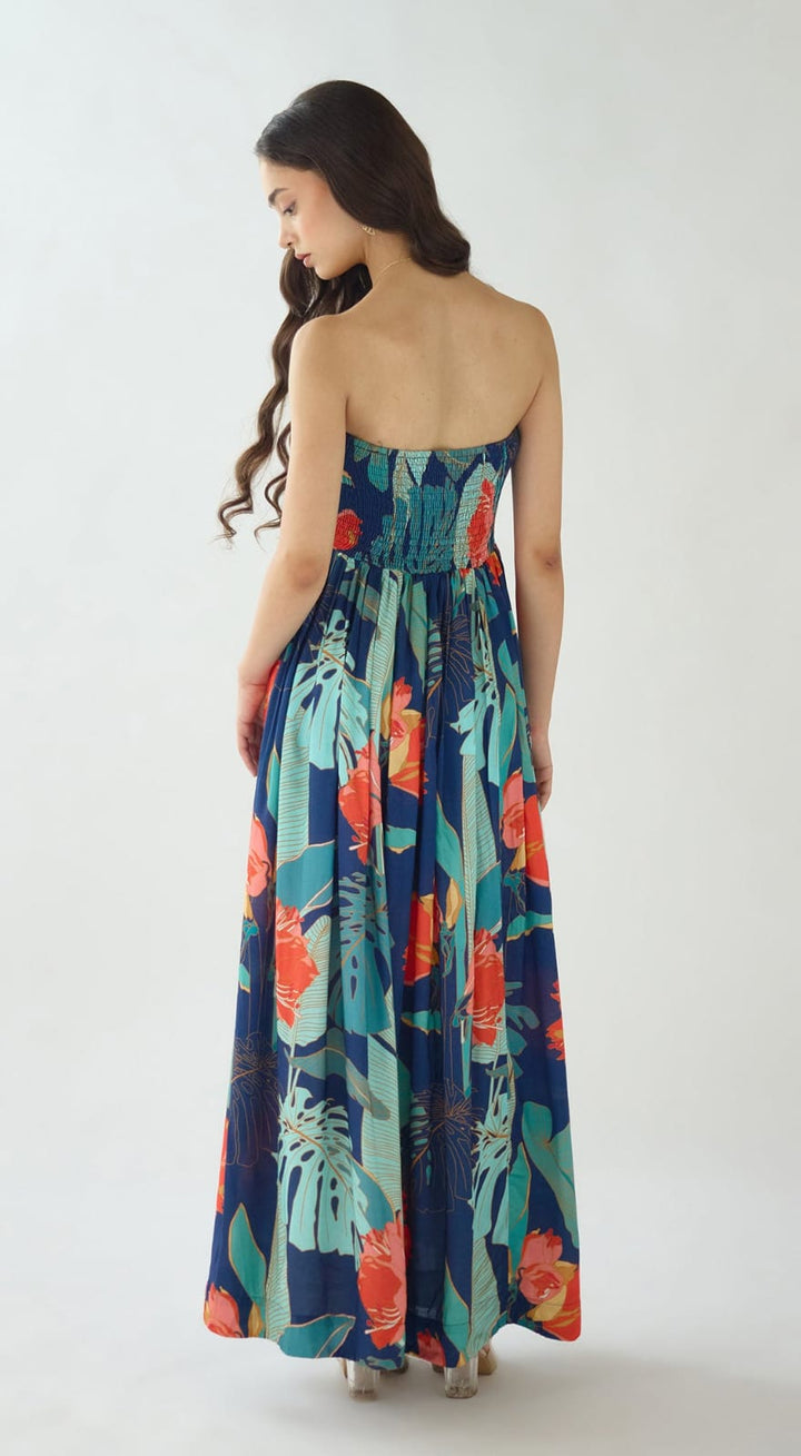 Blue Lagoon Bloom Resort Dress | Basanti Kapde Aur Koffee