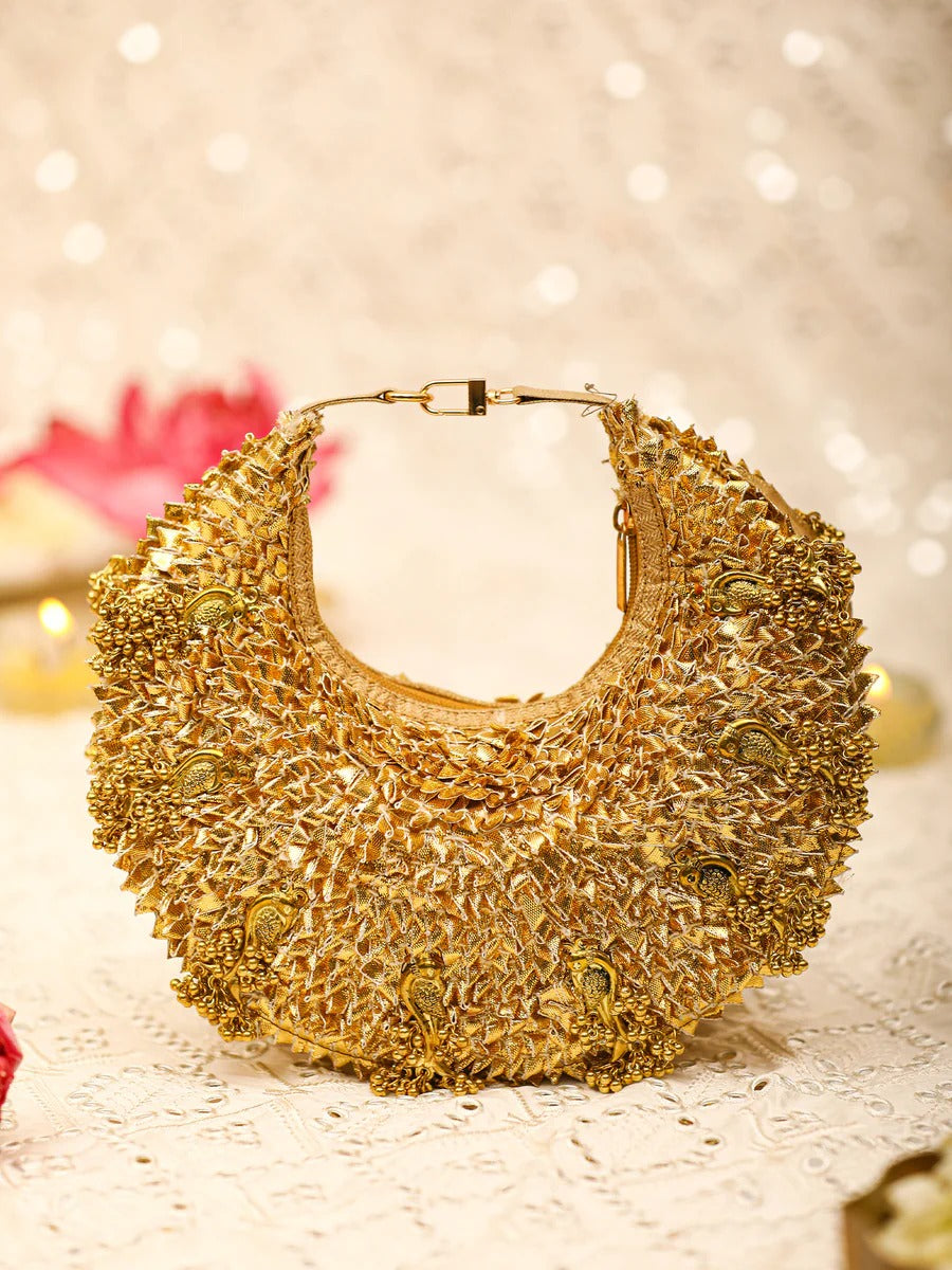 Ishani Gold Crescent Bag | 5 Elements by Radhika