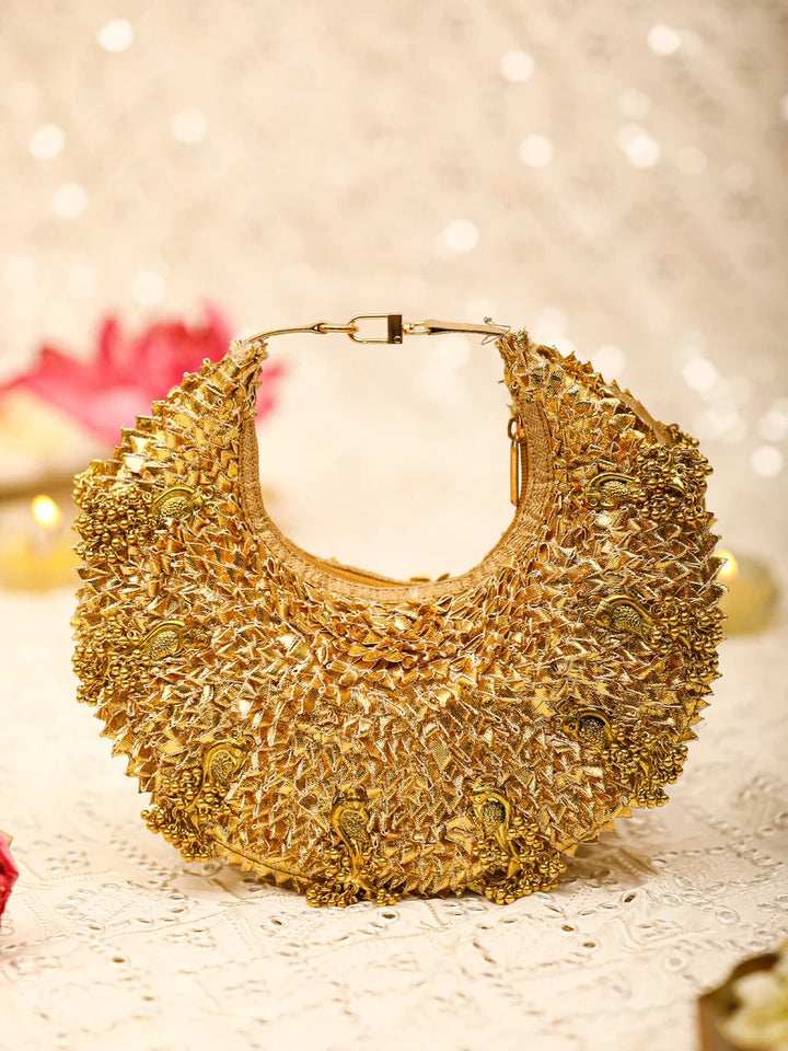 Ishani Gold Crescent Bag | 5 Elements by Radhika