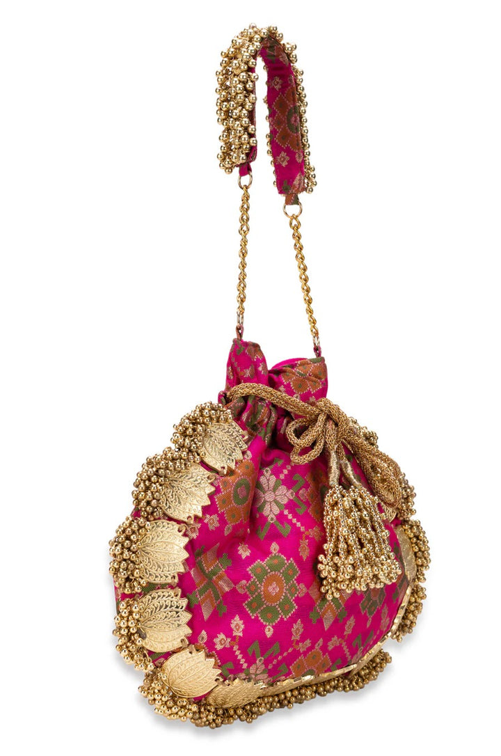 Avika Pink Potli Drawstring Bag | 5 Elements by Radhika