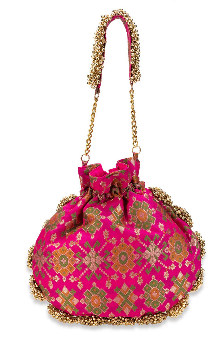 Avika Pink Potli Drawstring Bag | 5 Elements by Radhika