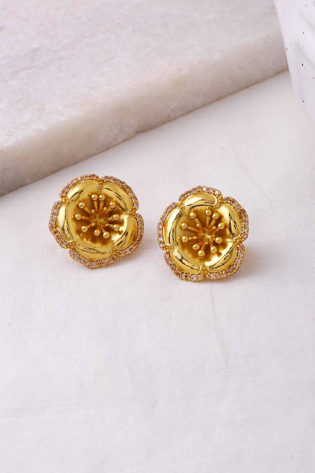 Bloom Studs - Gold High  Finish | Astha Jagwani
