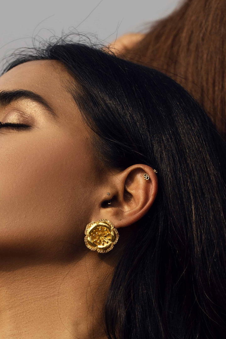 Bloom Studs - Gold High  Finish | Astha Jagwani