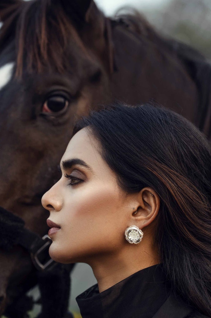 Bloom Studs - Silver High  Finish | Astha Jagwani