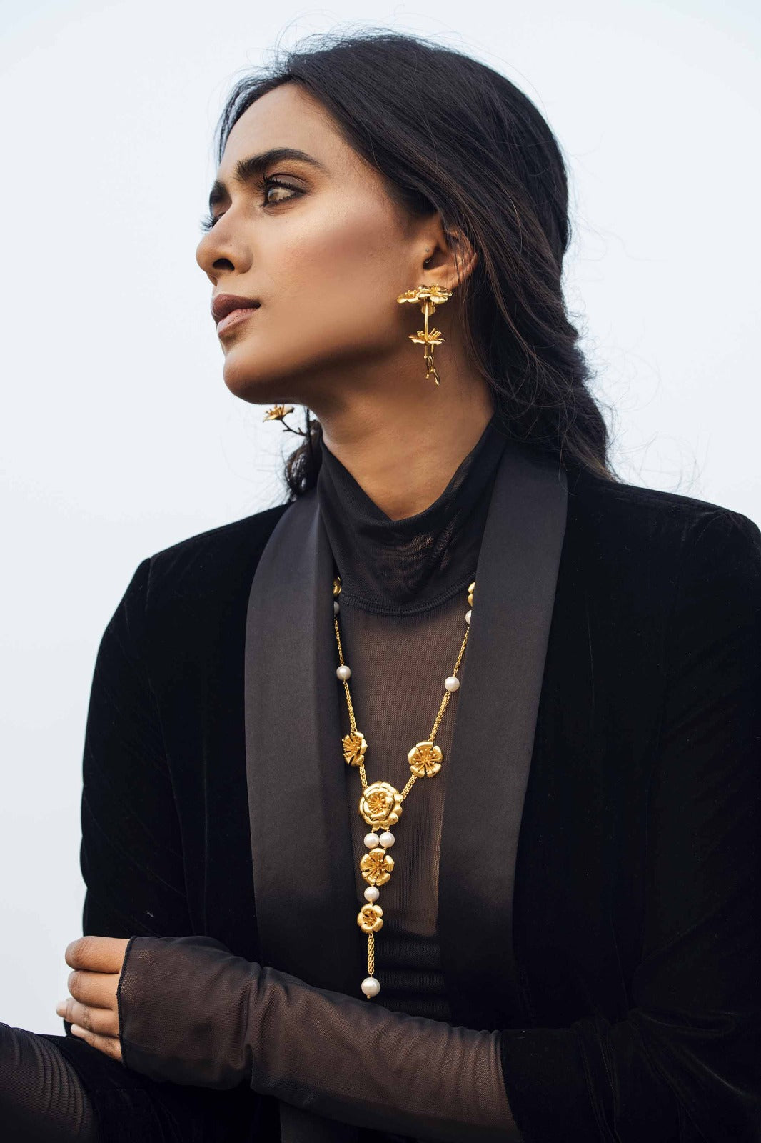 Love In Idleness Hoops - Gold Textured Finished | Astha Jagwani