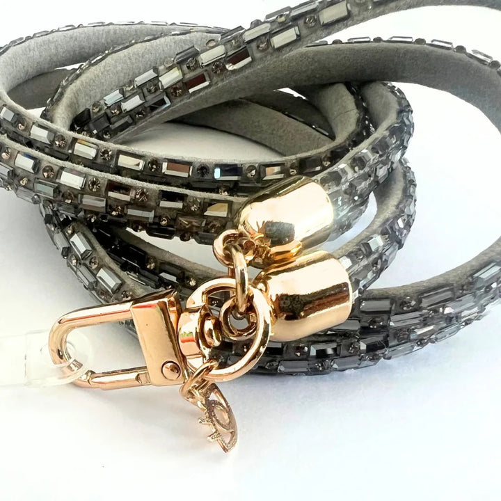 Baguette Crystal Crossbody Phone Lanyard - Grey |Natelzee