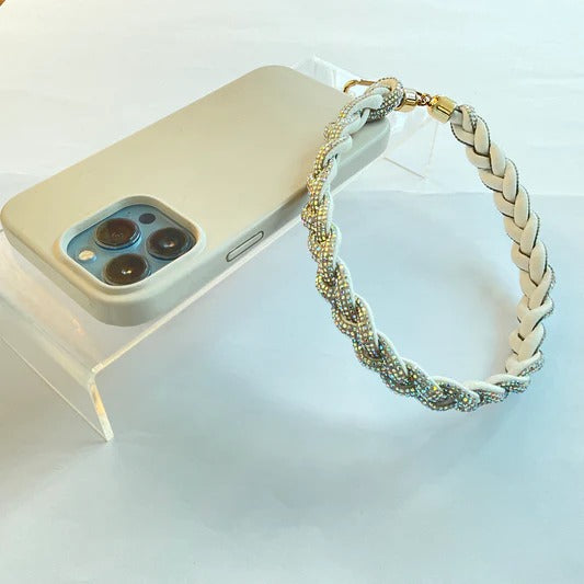 Crystal Braided Wristlet - White |Natelzee