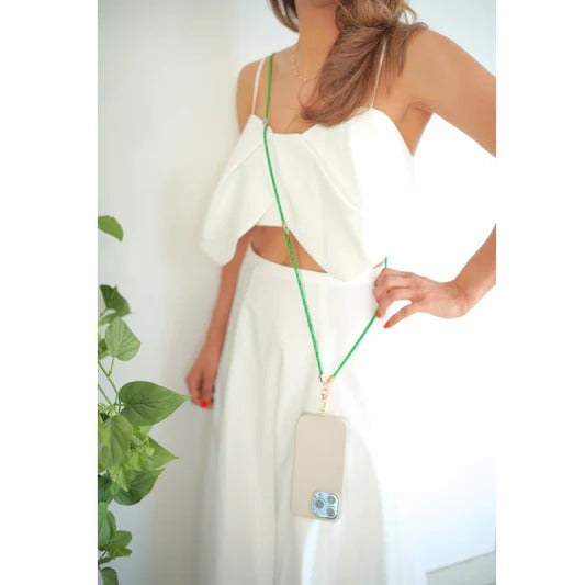 Metalic Corded Crossbody Phone Lanyard - Green |Natelzee
