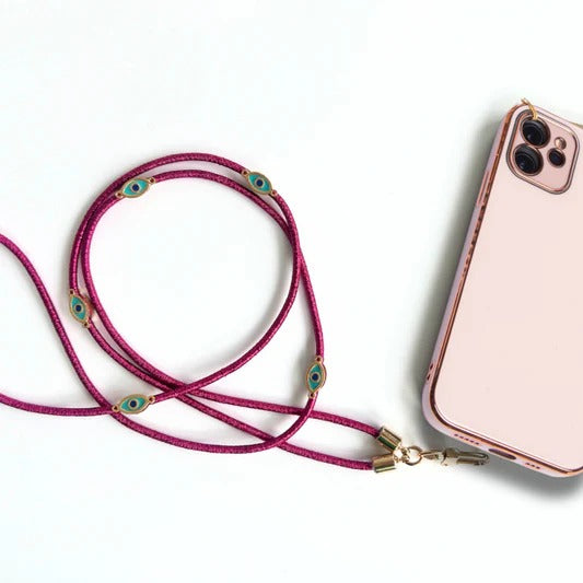 Metalic Corded Crossbody Phone Lanyard - Magenta |Natelzee