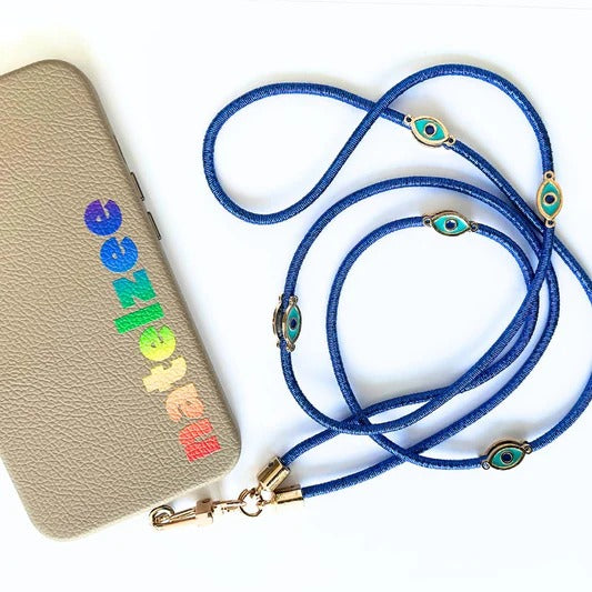 Metalic Corded Crossbody Phone Lanyard - Blue |Natelzee