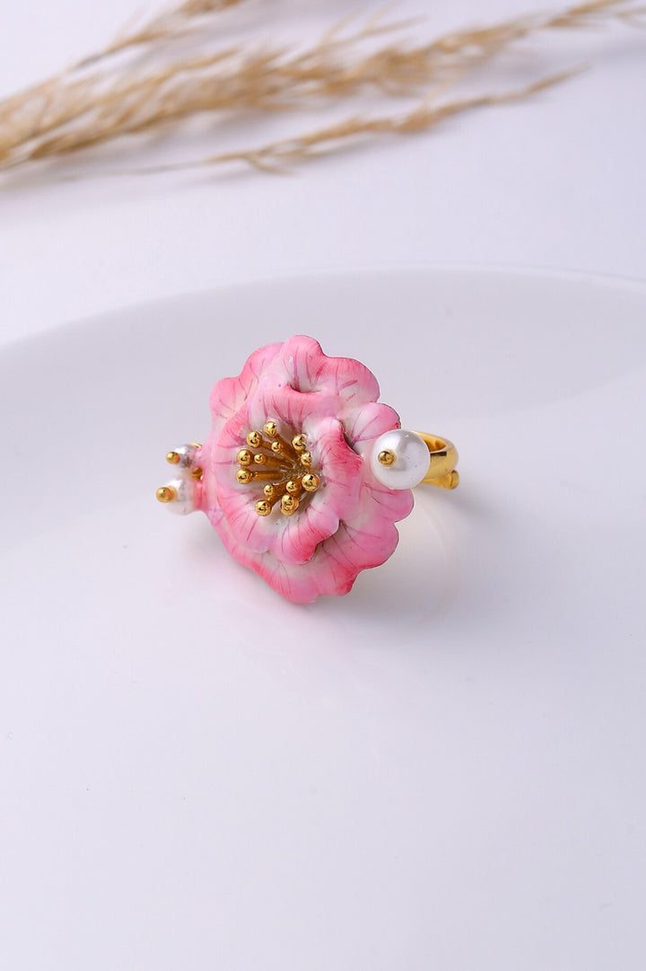 Indian Rose Ring - Pink Enamelled | Astha Jagwani