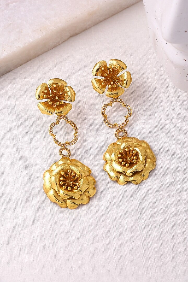Fleurir Earrings- Gold Textured Finish | Astha Jagwani