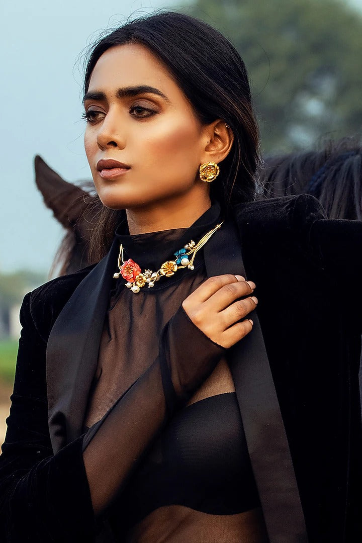 Metamorphosis Chocker - Red & Blue Enamelled | Astha Jagwani