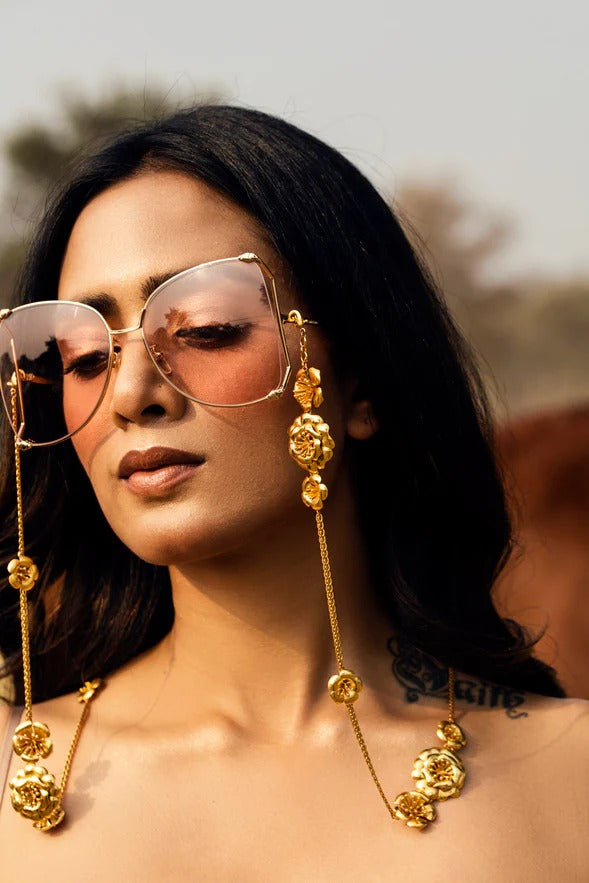 Gilded Flowers Chain- Gold Textured Finish | Astha Jagwani