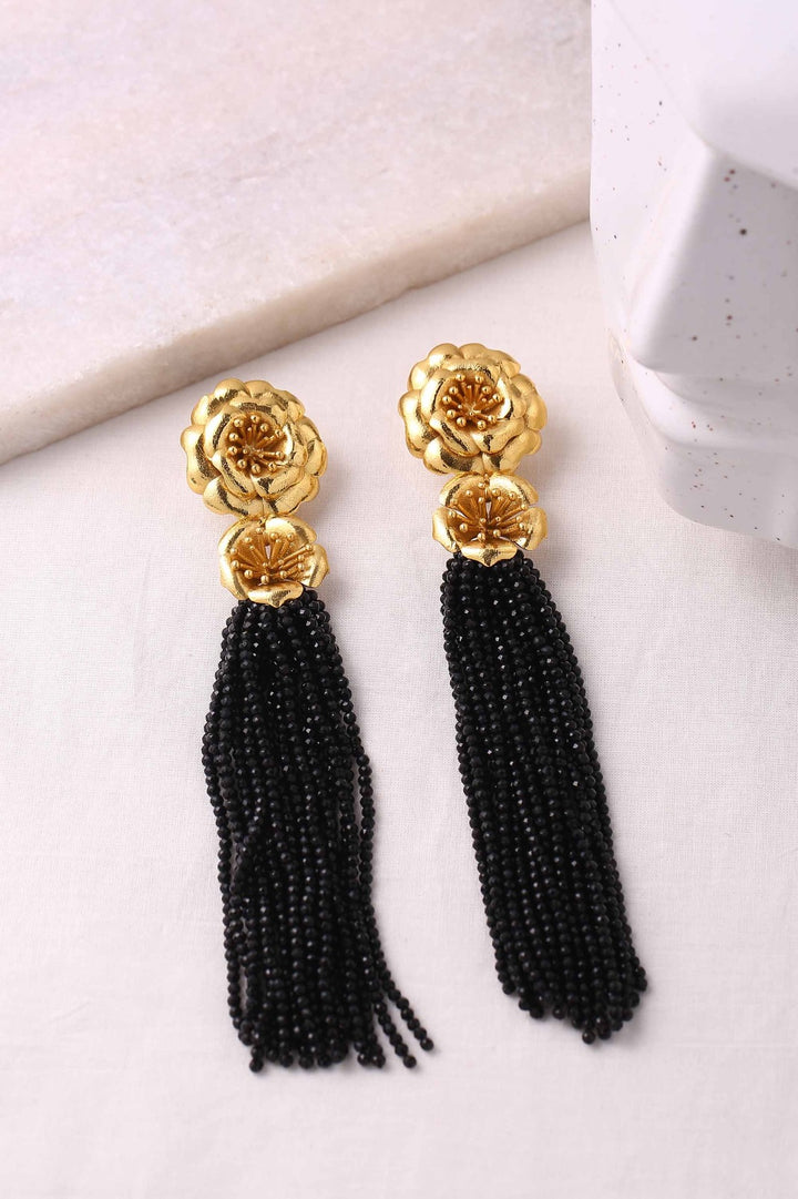 Mykonos Earrings - Black Tassels | Astha Jagwani