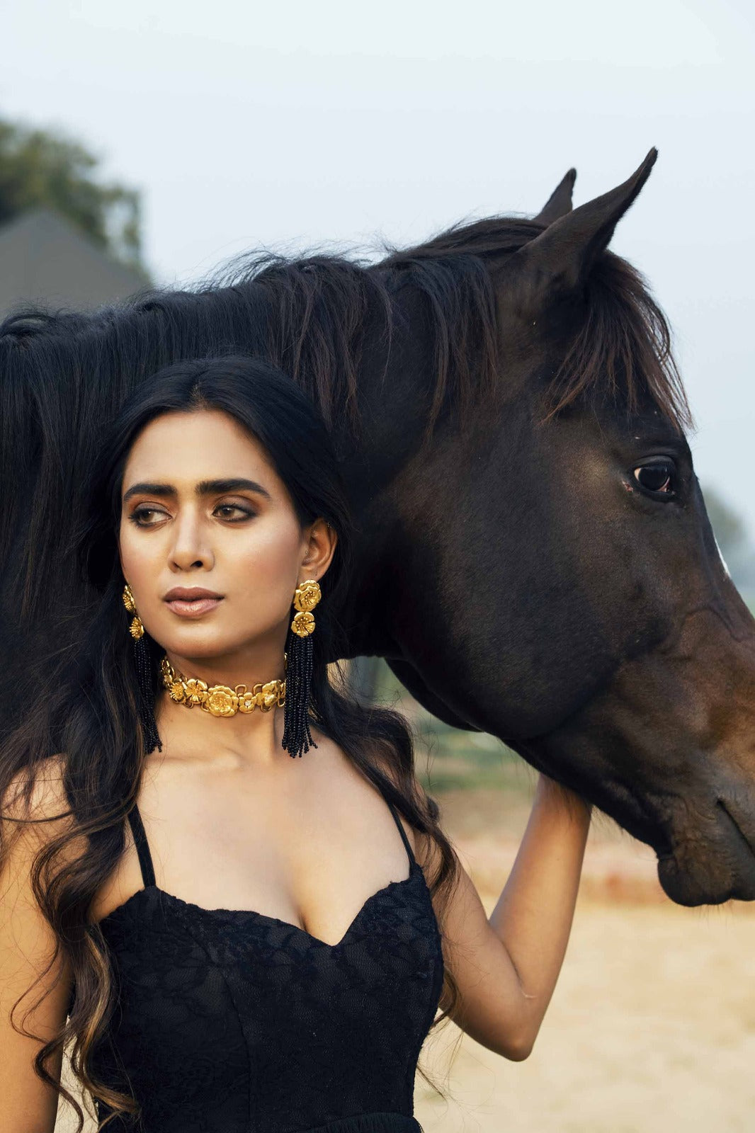 Mykonos Earrings - Black Tassels | Astha Jagwani