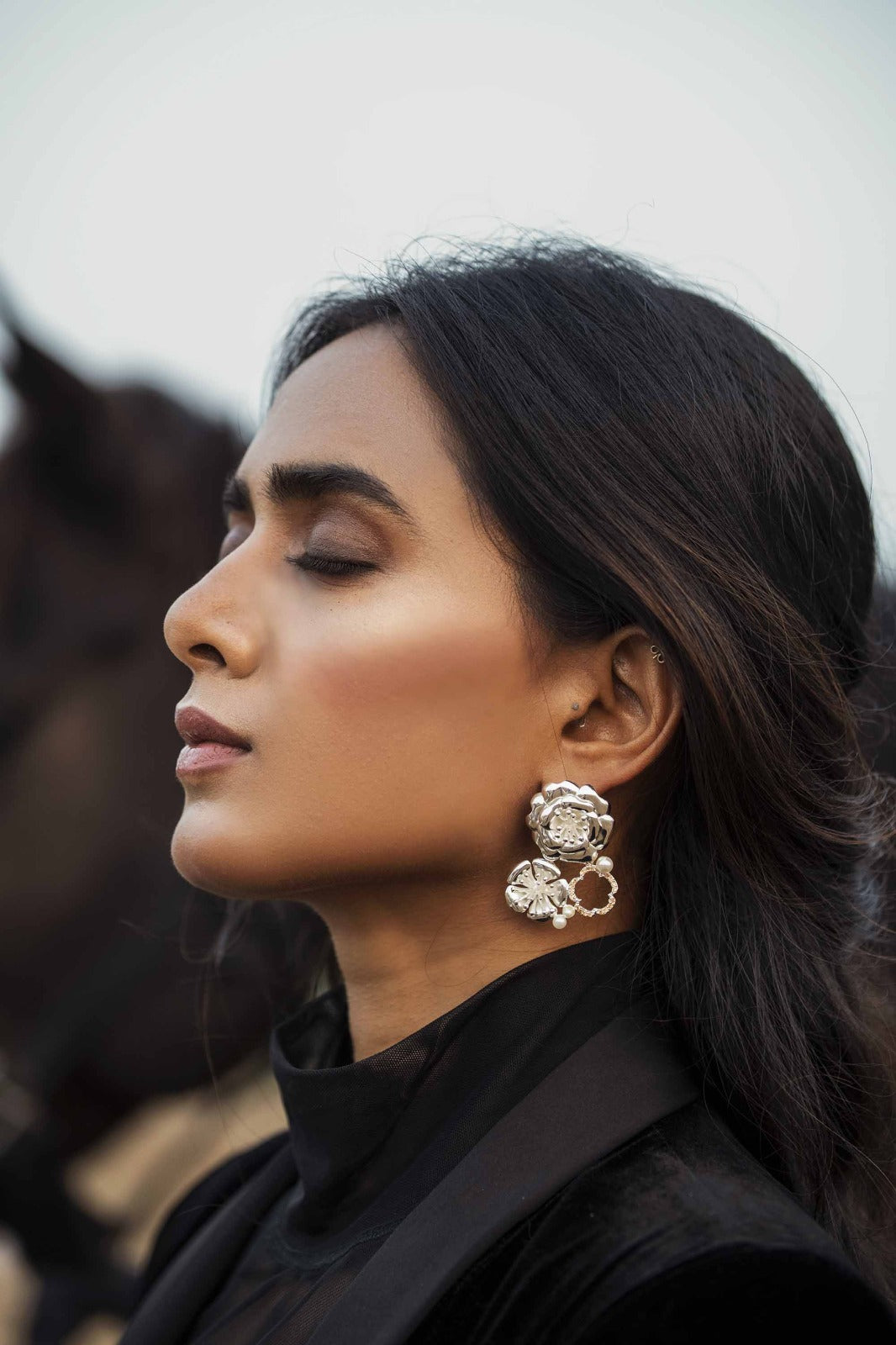 Frozen In Time Earring - Silver High Finish | Astha Jagwani