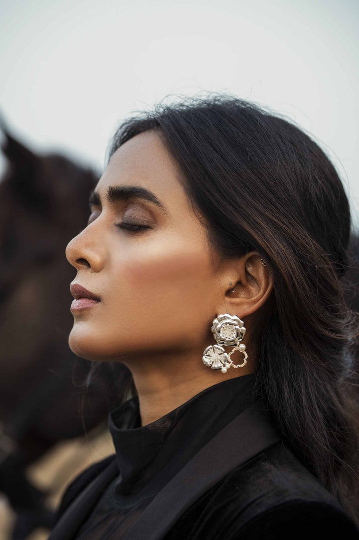 Frozen In Time Earring - Silver High Finish | Astha Jagwani