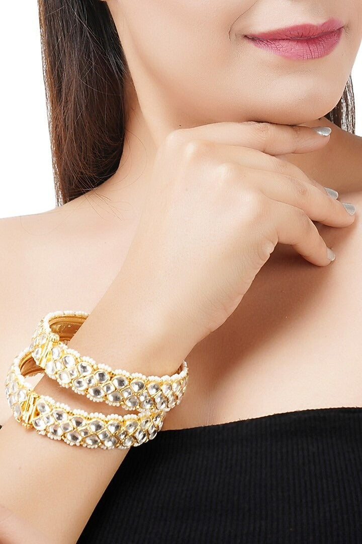 Polki Flower Bangles | Astha Jagwani