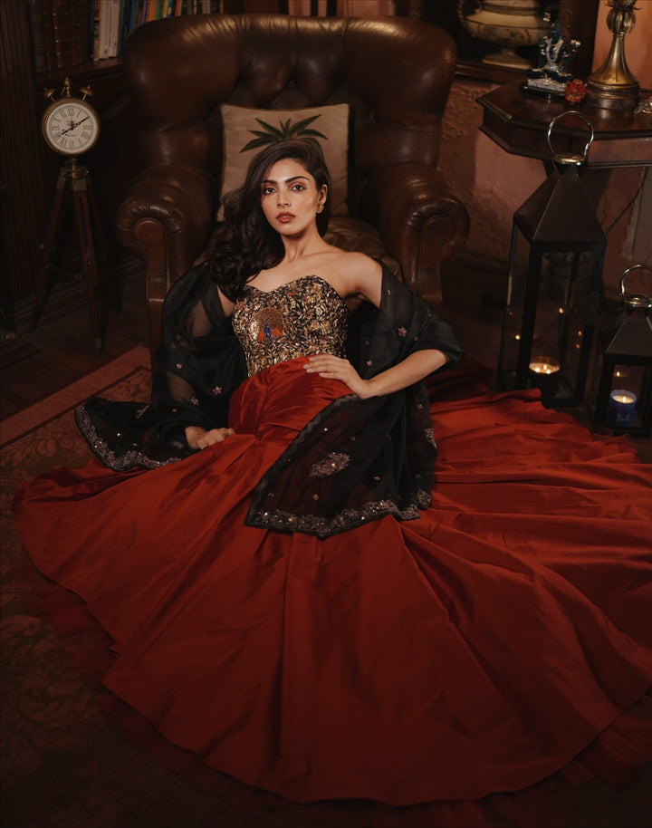 Orange Taffeta Skirt | Duchess Kumari