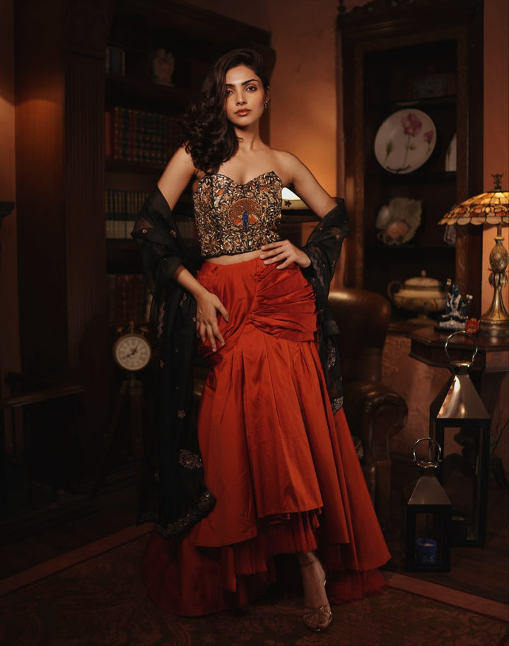 Orange Taffeta Skirt | Duchess Kumari