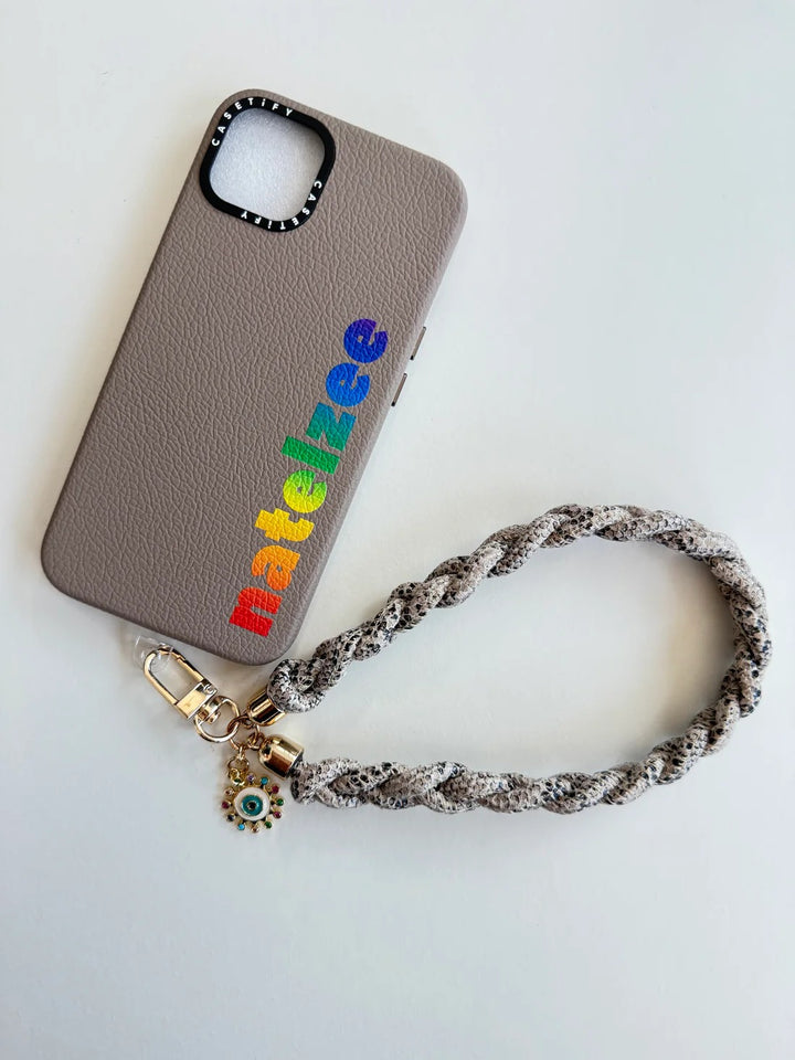 Faux Leather Braided Wristlet with Enamel Evil Eye Charm |Natelzee