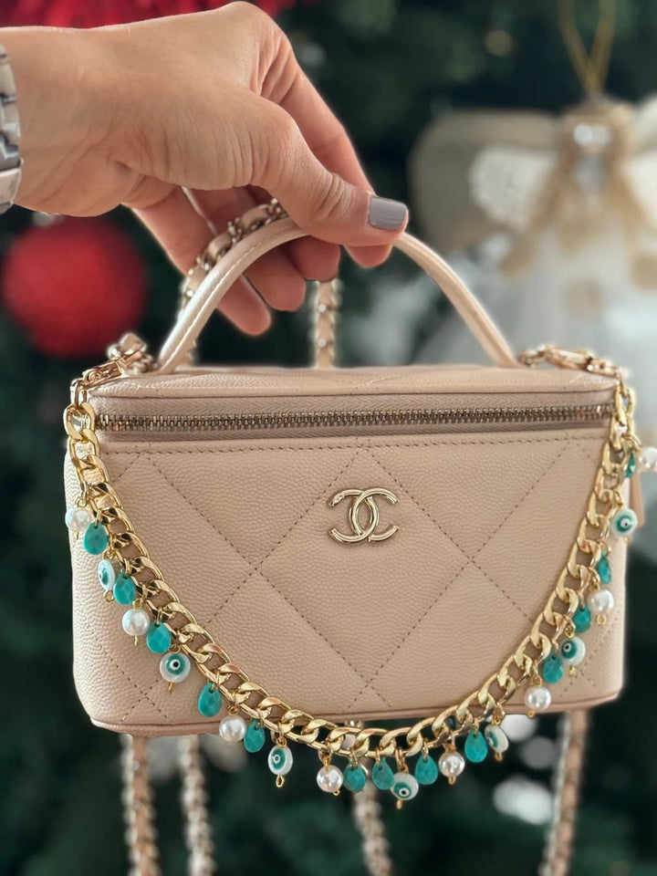 Gold and Turquiuse Evil Eye Bubble Wristlet |Natelzee