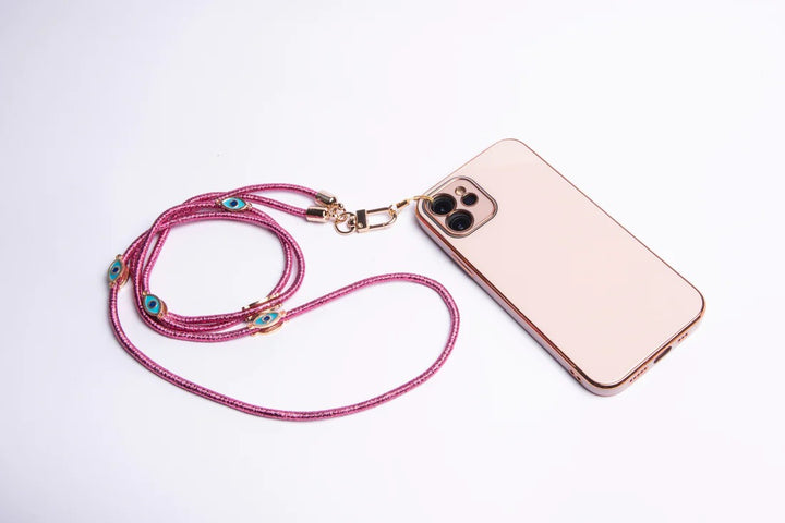 Metalic Corded Crossbody Phone Lanyard - Pink |Natelzee